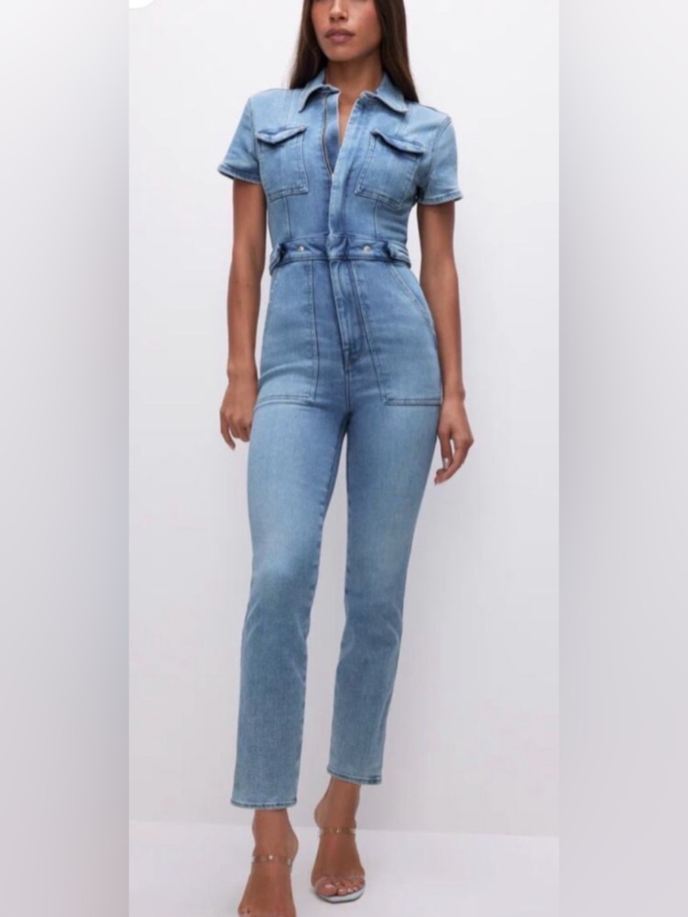 Good American Light Blue Denim Fit For Success Jumpsuit - NWT - Size M